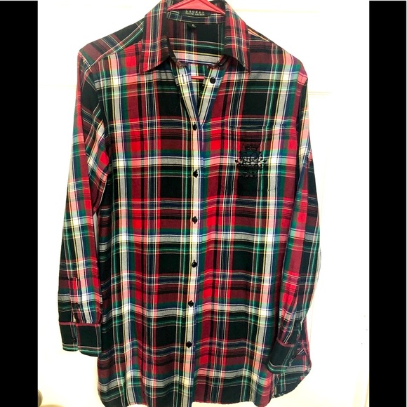 Ralph Lauren Plaid red/green. Crest Twill Shirt - Picture 1 of 6